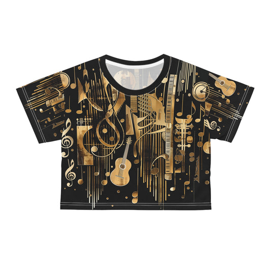 Black and Gold Musical Notes Crop Top