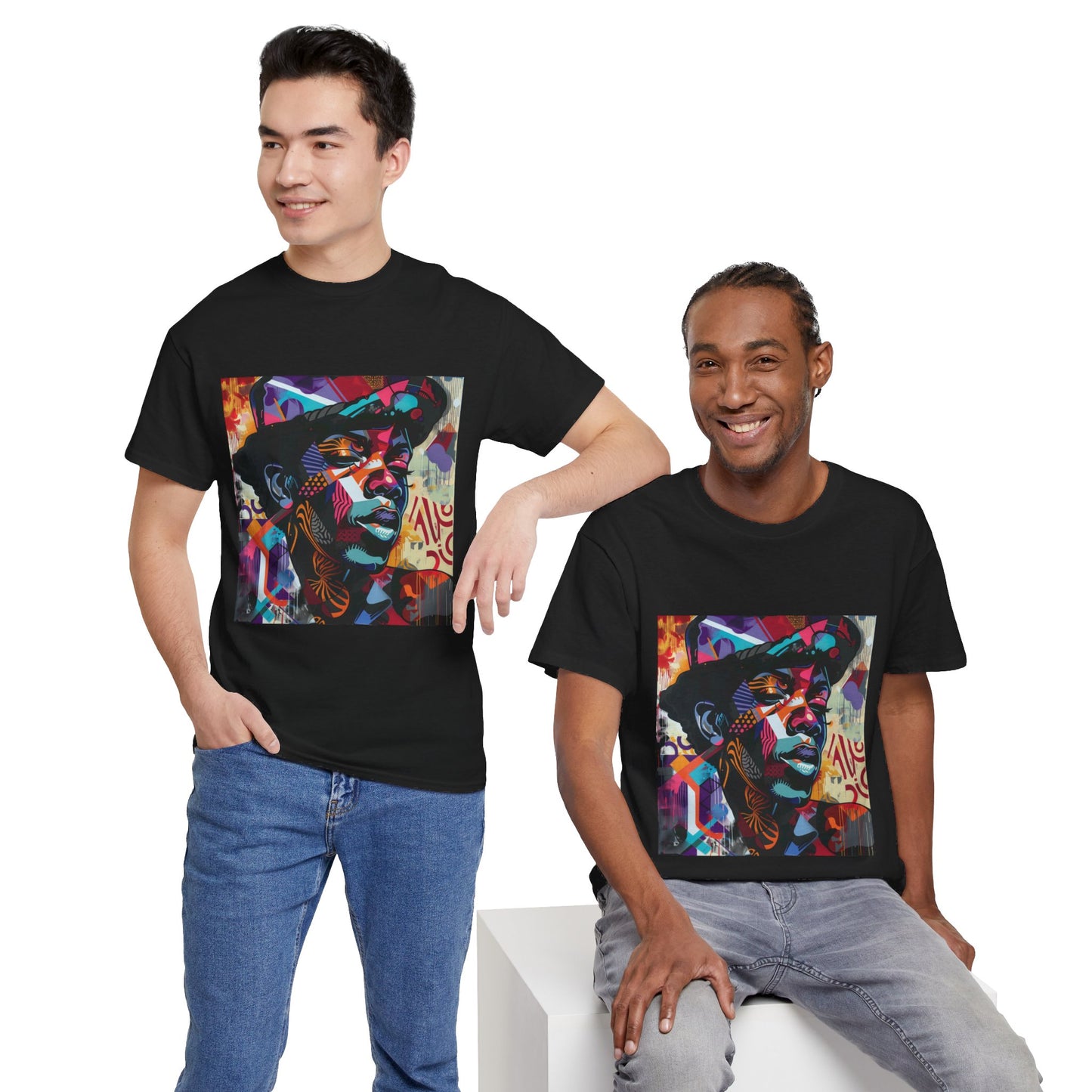 Urban Majesty Graphic Tee: Vibrant Portraits Series