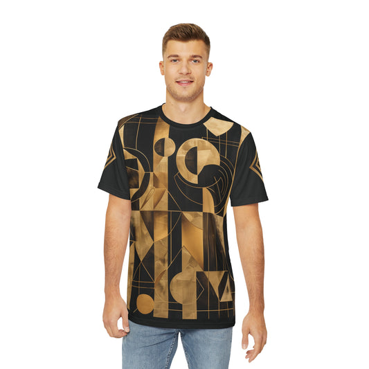 Men's Black and Gold Abstract Shapes Tee - Bold & Stylish