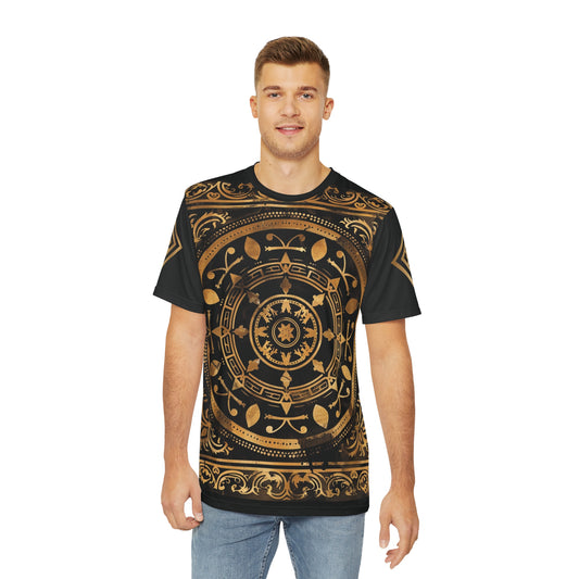 Men's Black and Gold Mandala Tee - Elegant & Stylish