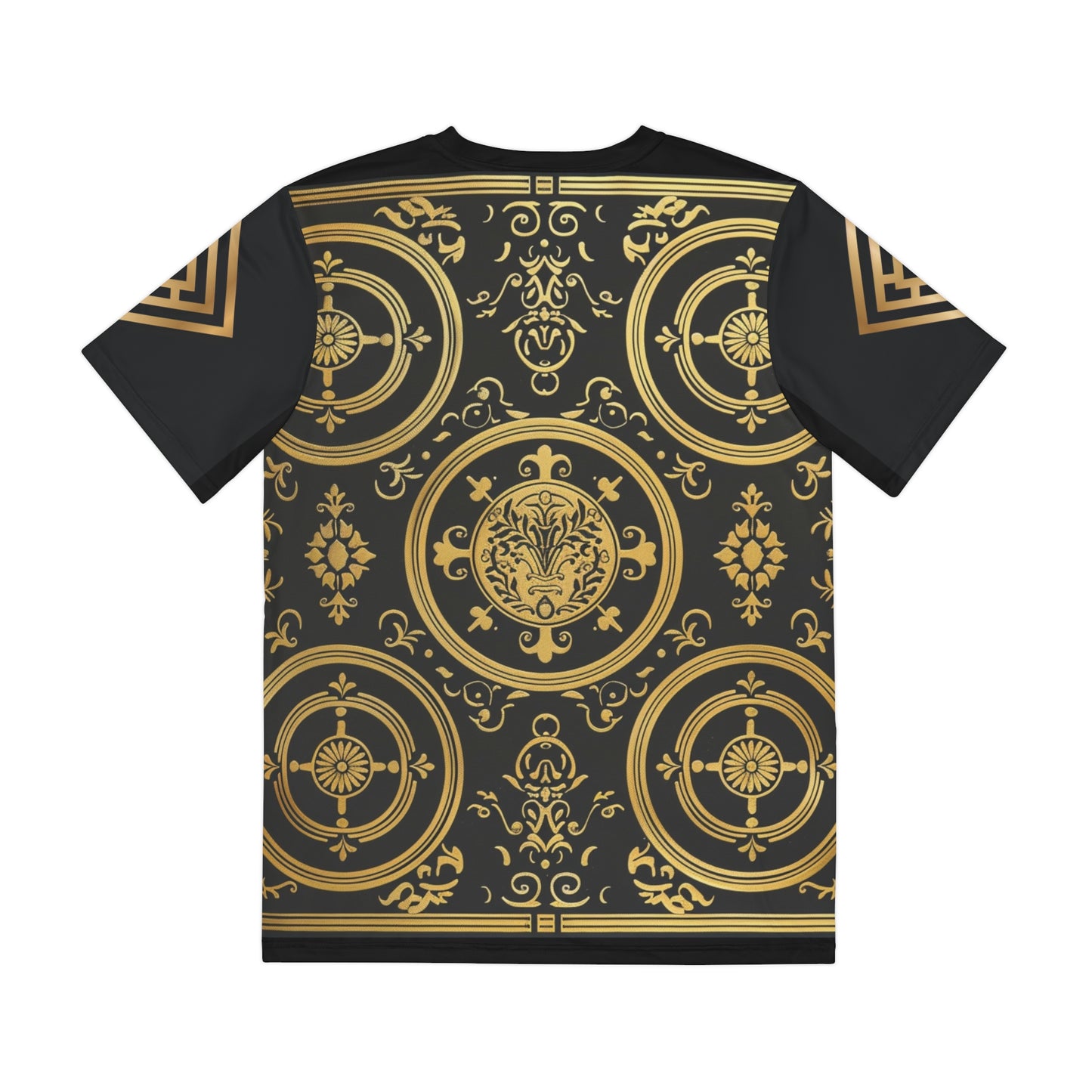 Men's Black and Gold Ornate Pattern Tee - Elegant & Stylish