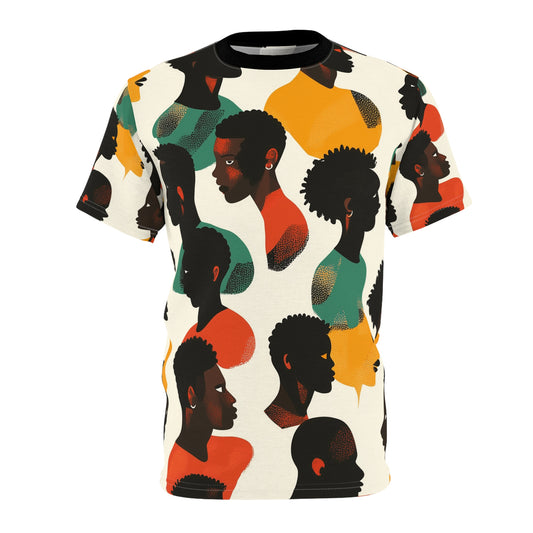 Voices of Unity: Afro-Portrait Color Burst Tee