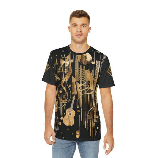 Symphony of Style Men's Black and Gold Music Notes Tee