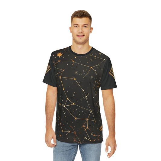 Men's Golden Constellations Tee - Cosmic Elegance
