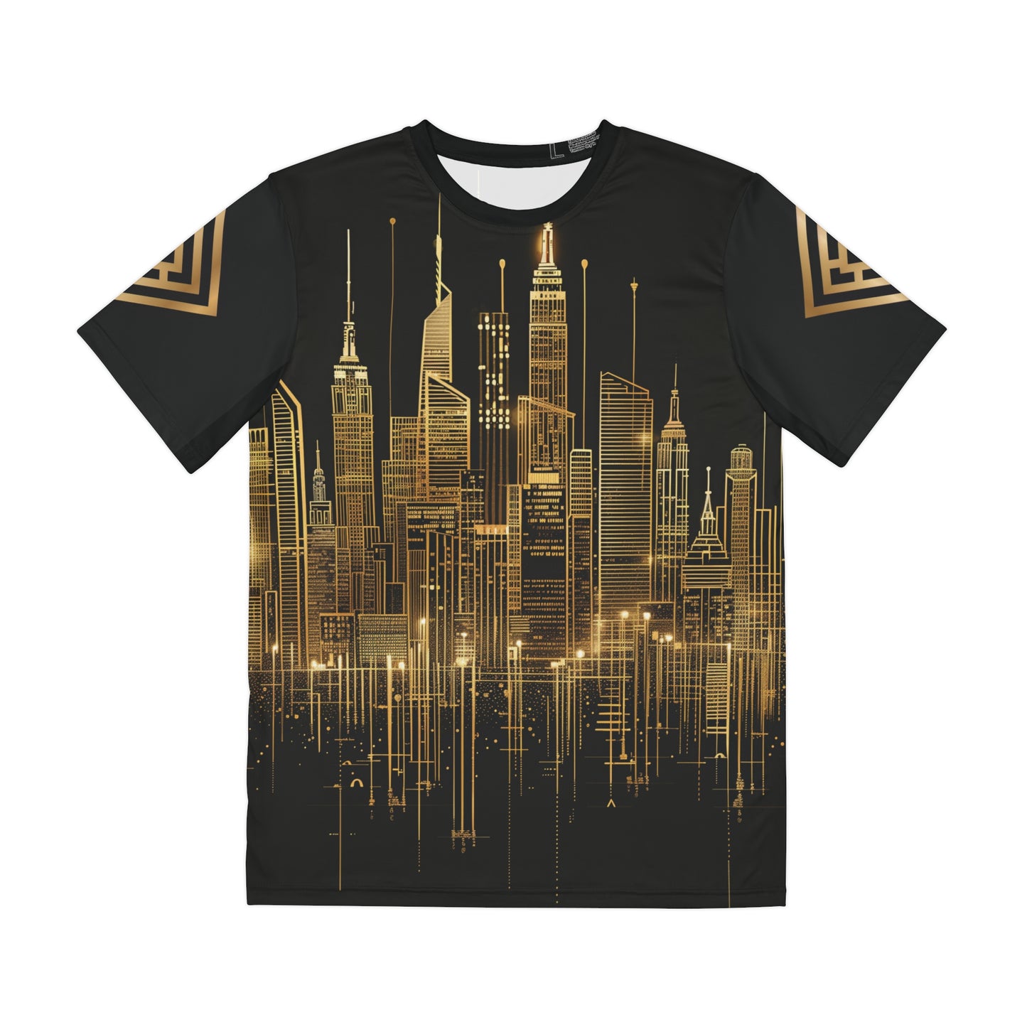 Golden Cityscape Men's Tee - Urban Elegance