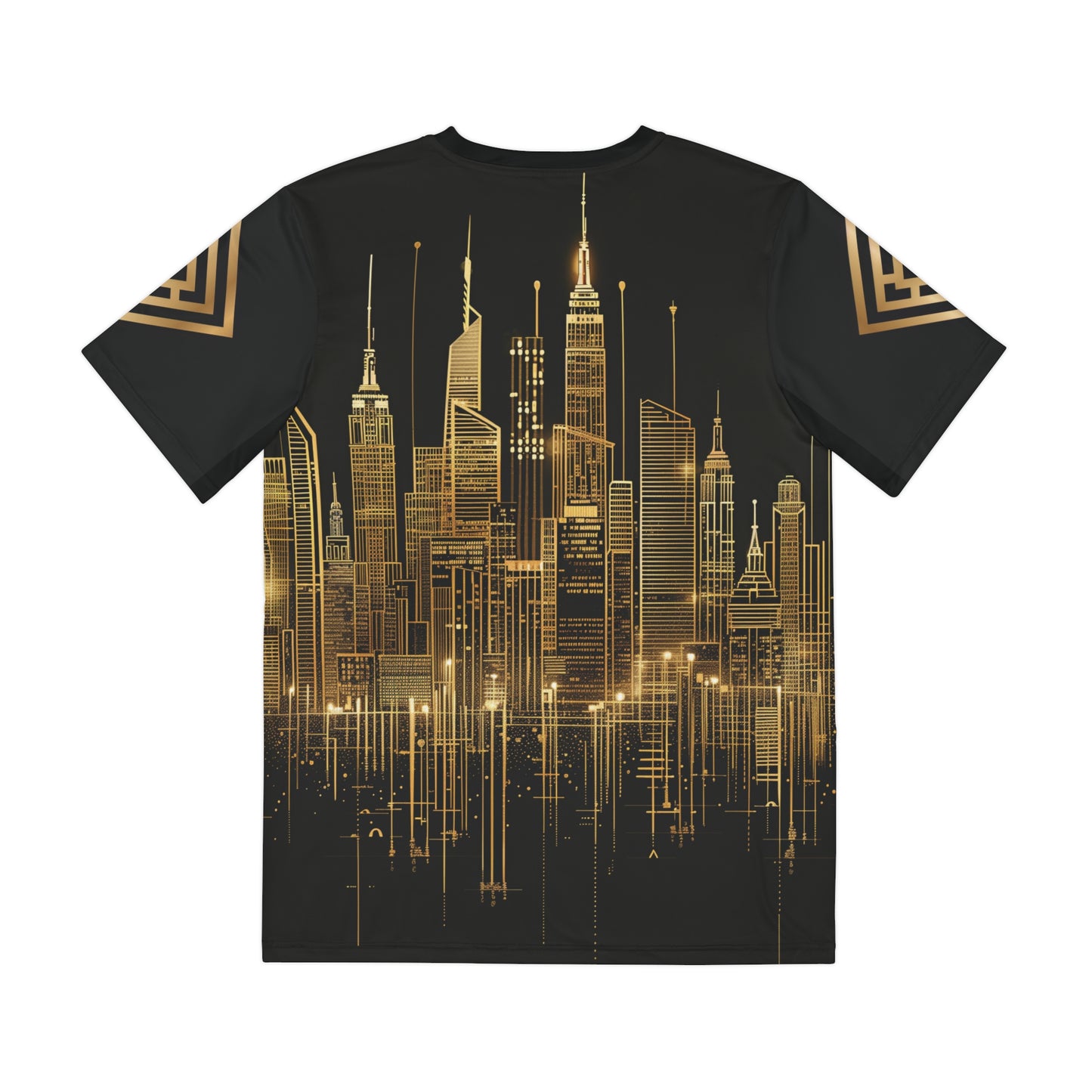 Golden Cityscape Men's Tee - Urban Elegance