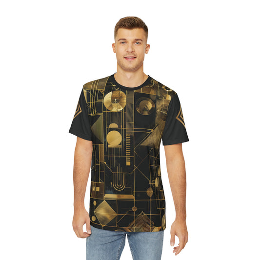 Men's Black and Gold Abstract Tee - Bold & Modern