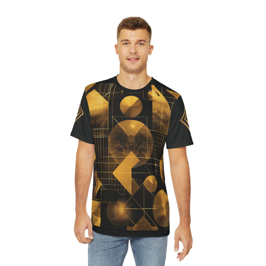 Men's Golden Abstract Pattern Tee - Bold & Contemporary